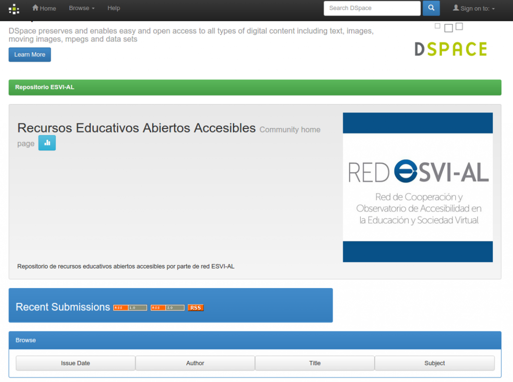 Interfaz de repositorio ESVI-AL