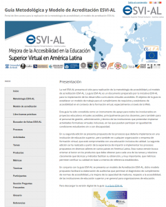 Página principal del Portal de libre acceso para la replicación de la metodología de accesibilidad y modelo de acreditación ESVI-AL